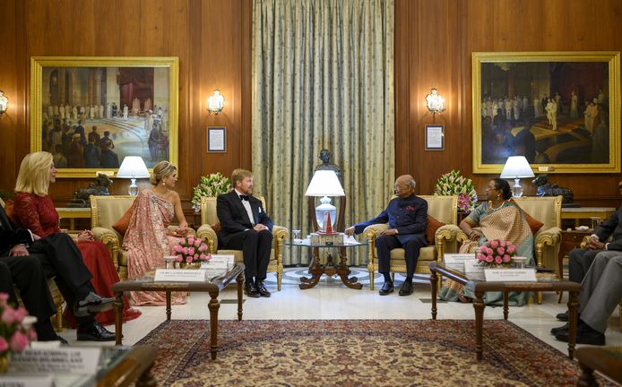 Koning Willem-Alexander en koningin Maxima hebben een ontmoeting met president Ram Nath Kovind. Het koningspaar brengt een vijfdaags staatsbezoek aan India.