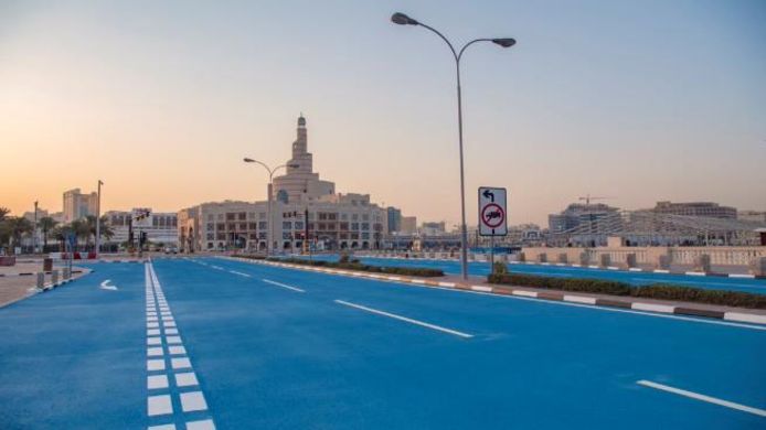 Blauwe straten in Doha