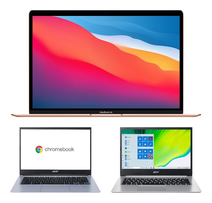 MacBook Air 2020, Acer Chromebook 314 en Acer Aspire 5