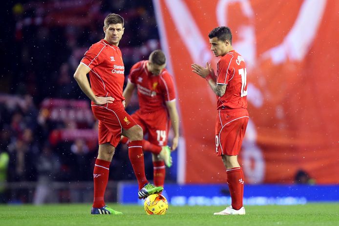 Gerrard en Coutinho bij Liverpool.
