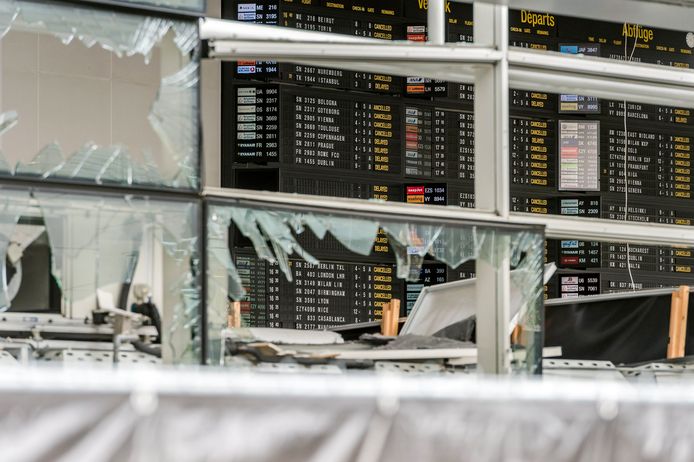 Archieffoto van de luchthaven van Zaventem na de aanslagen van 22 maart 2016.