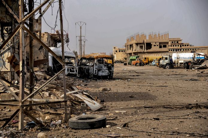 Gewapende gebouwen in de omgeving de stad Al-Boukamal, nabij Deir ez-Zor.