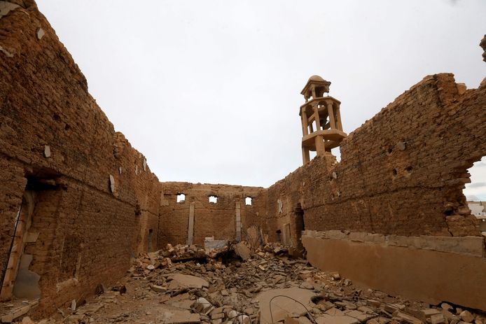 Het door IS vernielde klooster van Mar Elian. IS blijft actief in Syrië.