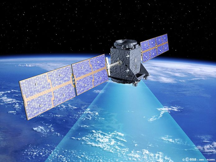 Een Galileo-satélite, el competidor europeo del GPS en América.