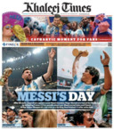 De cover van Khaleej Times (Verenigde Arabische Emiraten).