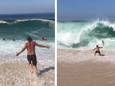 D'énormes vagues se sont abattues sur une plage de Rio de Janeiro, au Brésil.