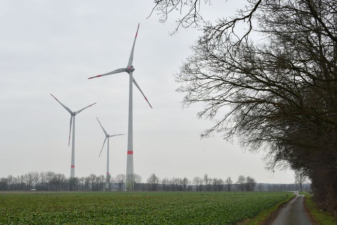 Windmolens net over de grens in Gildehaus.