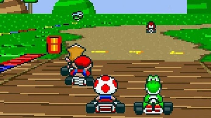 Beeld uit 'Super Mario Kart'.