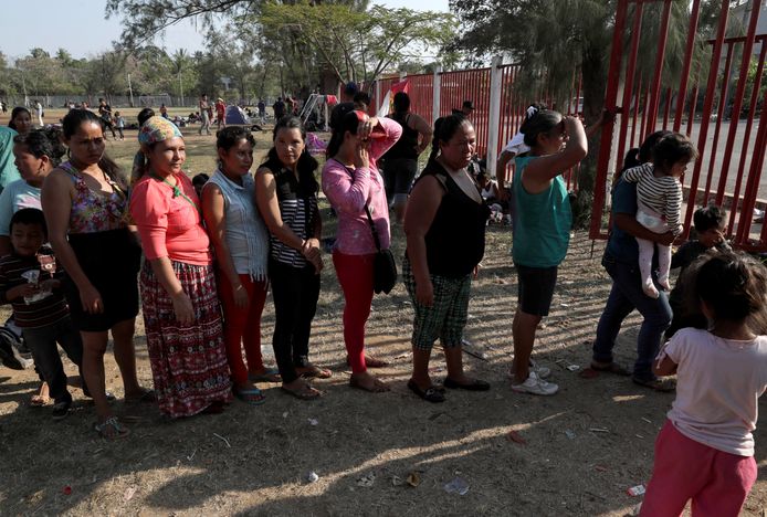 Midden-Amerikaanse migranten die deel uitmaken van de 'karavaan'.