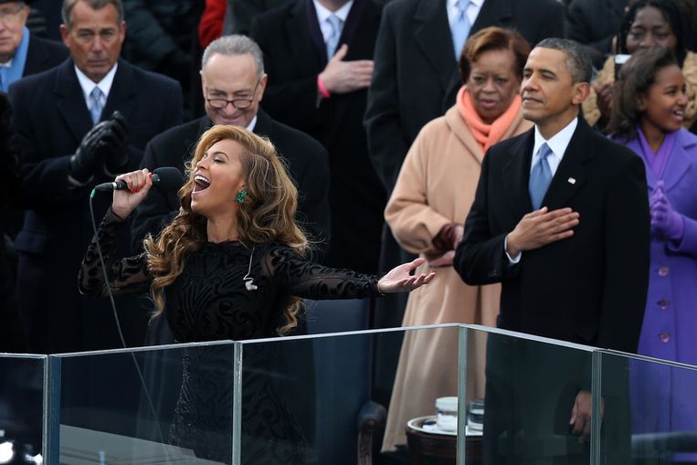Zangeres Beyoncé tijdens de inauguratie van president Barack Obama. Beeld getty