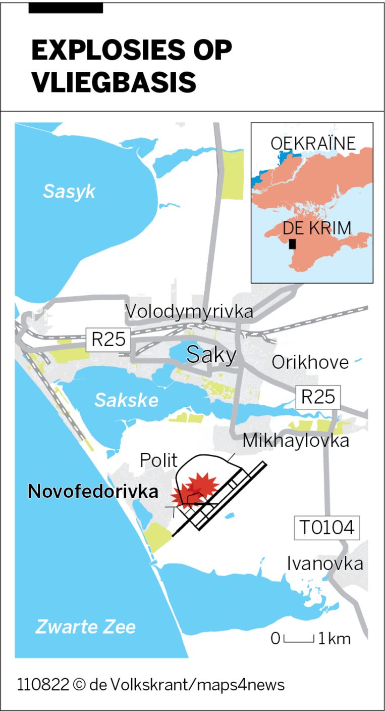 Satellietbeelden tonen verwoeste vliegtuigen op Russische vliegbasis op de Krim