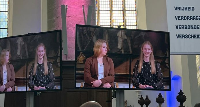 Hannah Boere uit Oudewater is groot te zien in de Catharijnekerk in Brielle.