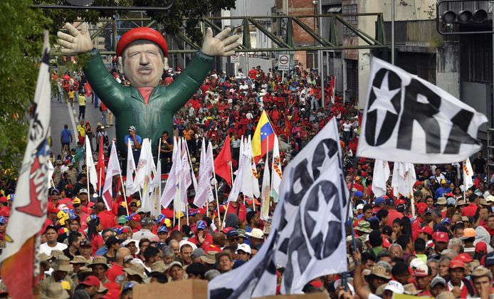 Een betoging van aanhangers van president Nicolas Maduro in Caracas op 9 maart 2019.
