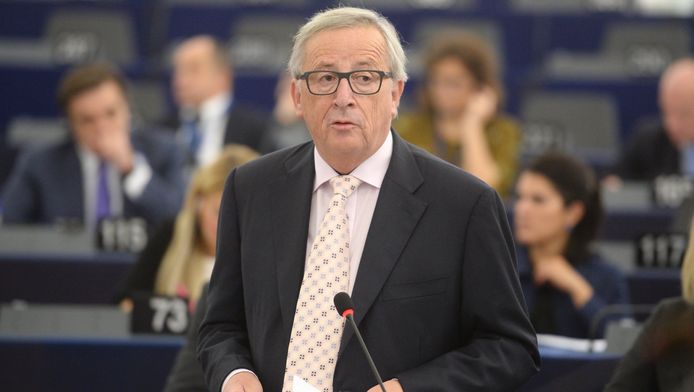 Jean-Claude Juncker, voorzitter van de Europese Commissie, vandaag in Straatsburg.