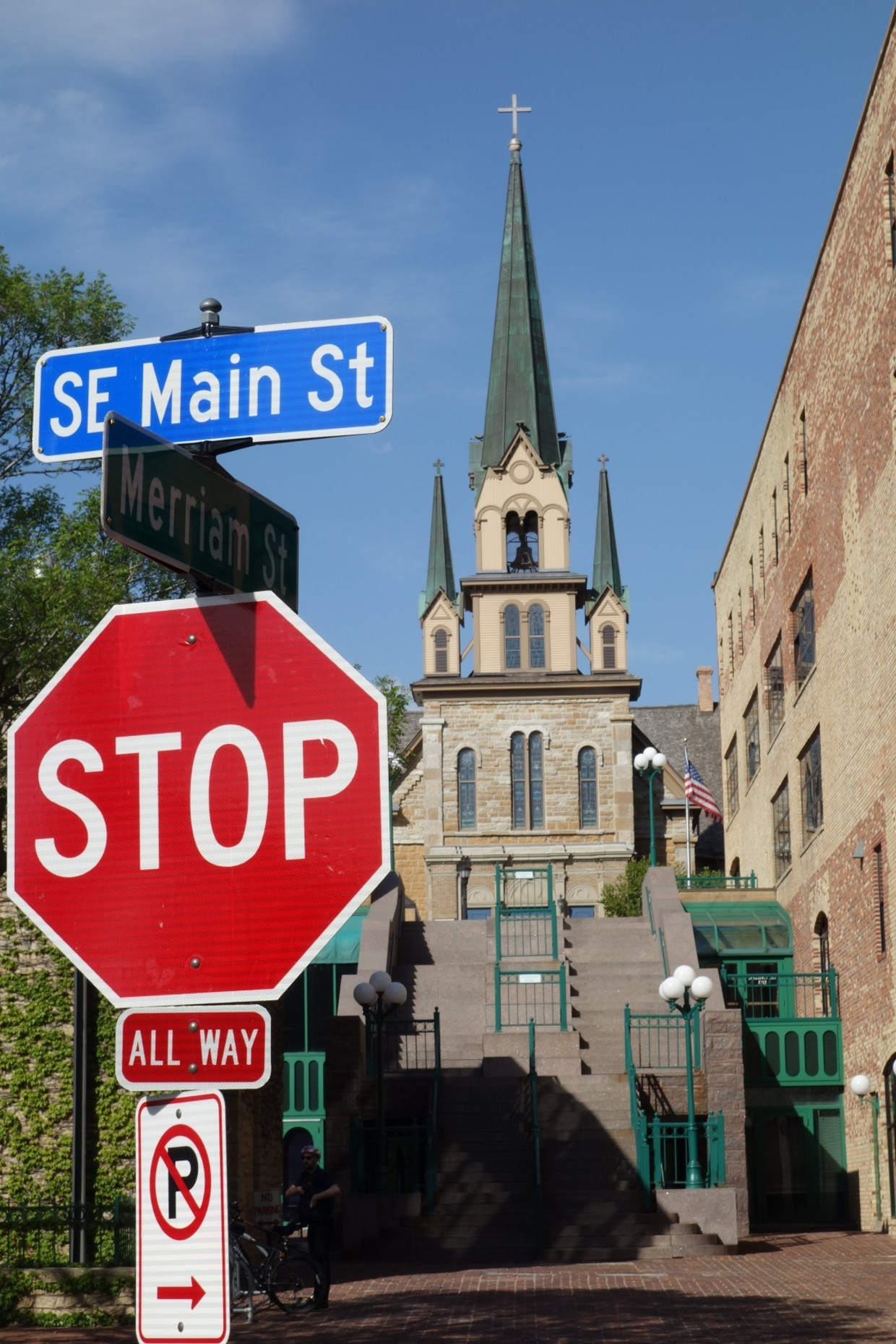 De kerk aan Main Street in Minneapolis. Beeld foto auteur