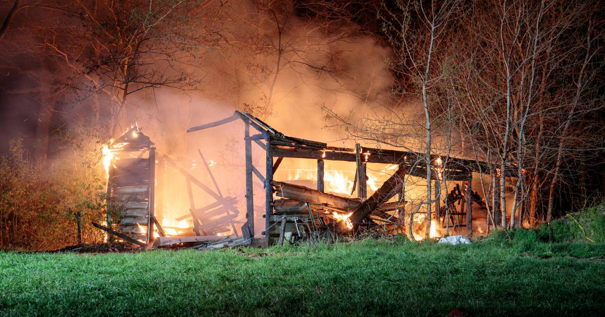 Grote brand verwoest hooischuur tussen Dalfsen en Ommen.
