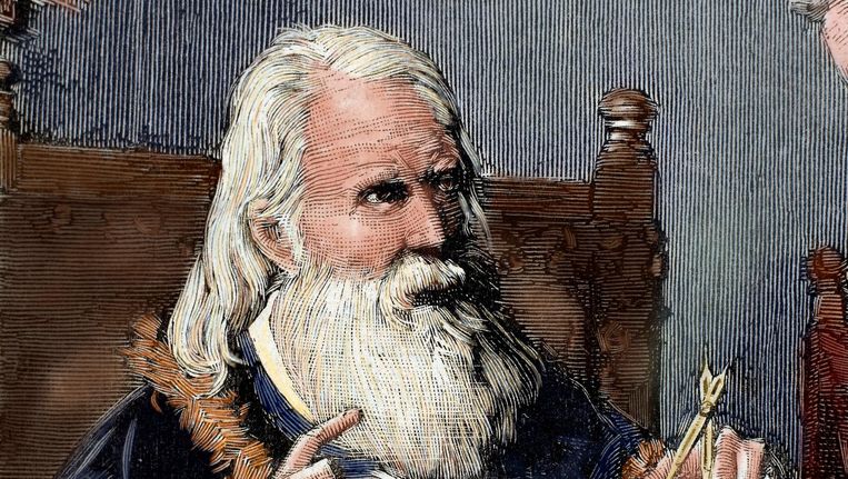 Galileo Galilei op een bewerkte gravure uit 1884. Beeld UIG via Getty Images
