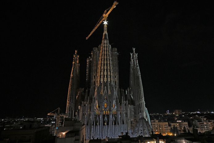 The Sagrada Familia in Barcelona with a star on the central tower.