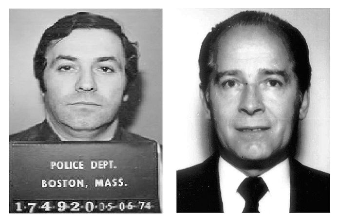 Stephen "The Rifleman" Flemmi (links) in 1974 en James "Whitey" Bulger (rechts) in 1984.