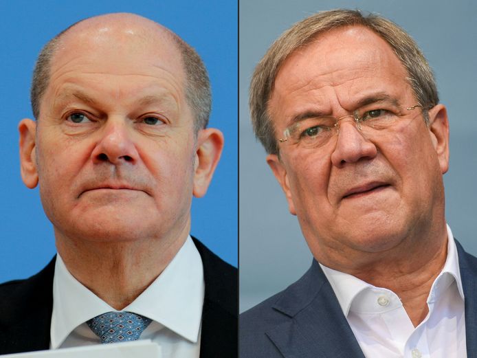 SPD-leider Olaf Scholz en kanselierskandidaat voor CDU/CSU Armin Laschet