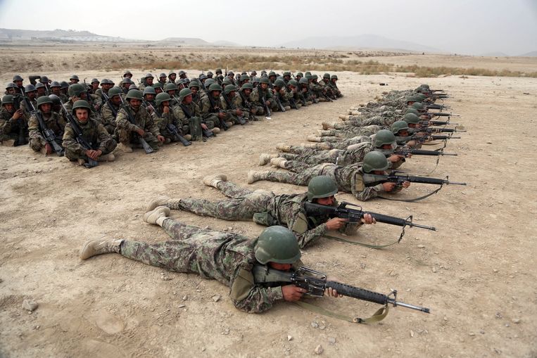 Archiefbeeld: Afghaanse soldaten tijdens een training in Kaboel Beeld AP