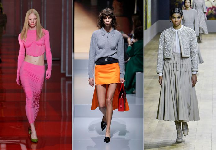 v.l.n.r. catwalk Versace, Prada, Dior.