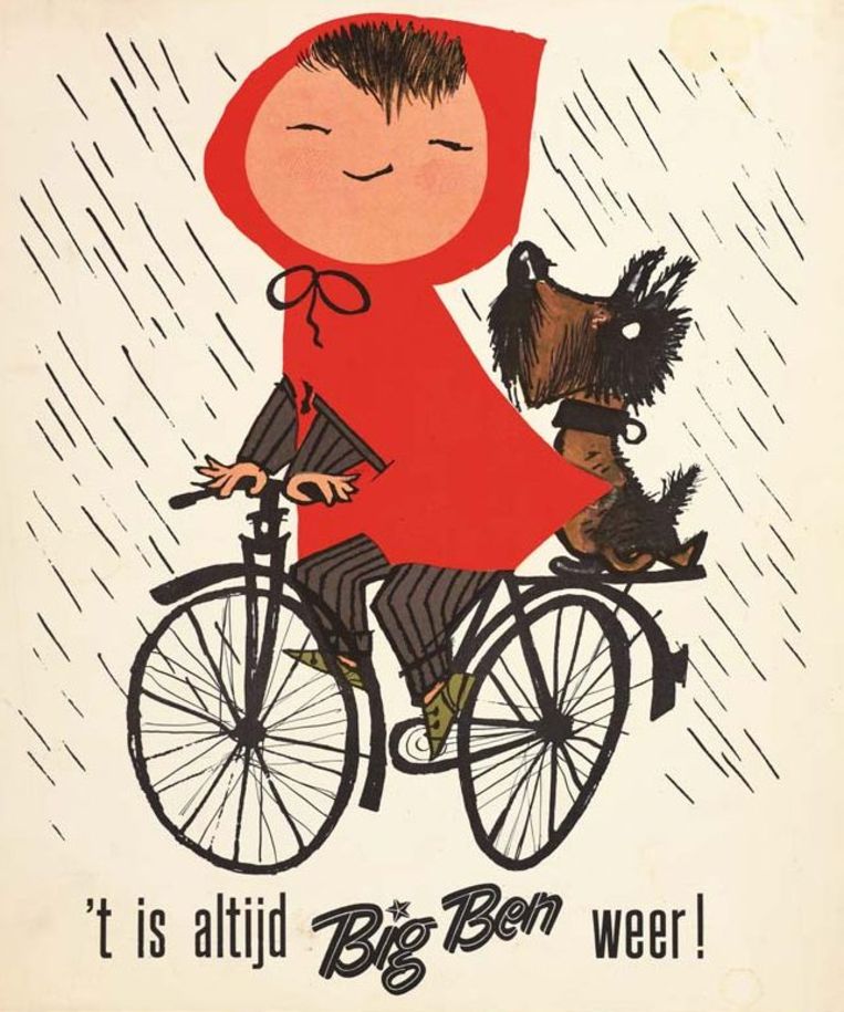 De allereerste campagne van Giep Fanzen voor regenjassenfabrikant Hollandia Kattenburg die toen het merk Big Ben had. Beeld Hollandia Kattenburg