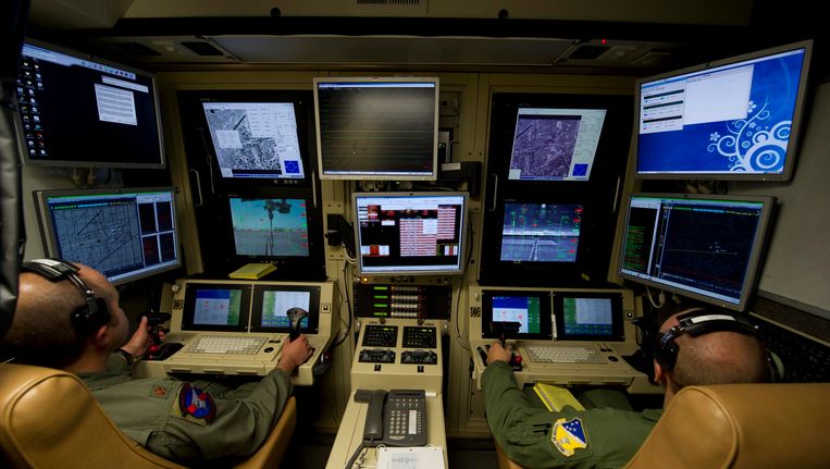 De controlekamer van gevechtsdrones in New Mexico, in de Verenigde Staten. Beeld REUTERS