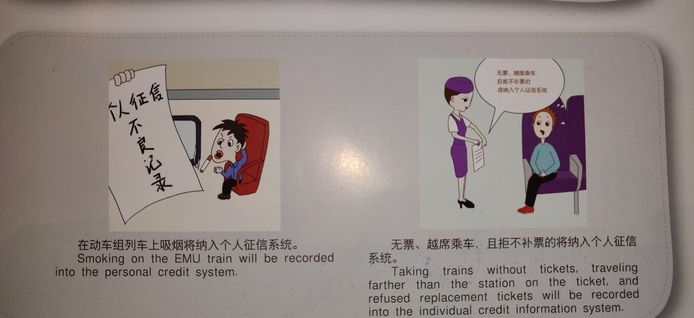 Wie in China op de trein rookt of zonder ticket reist, krijgt naast een boete ook een slechte score in het sociale kredietsysteem.