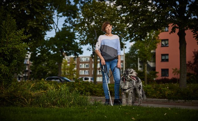 Annemarie Uitjens, samen met blindengeleidehond Gentle, raakte van de een op andere dag blind: 'Lange tijd heb ik gedacht dat het wel goed kwam.'