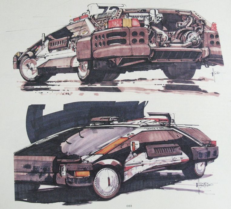 Politieauto die Syd Mead voor Bladerunner (1982) ontwierp.  Beeld 