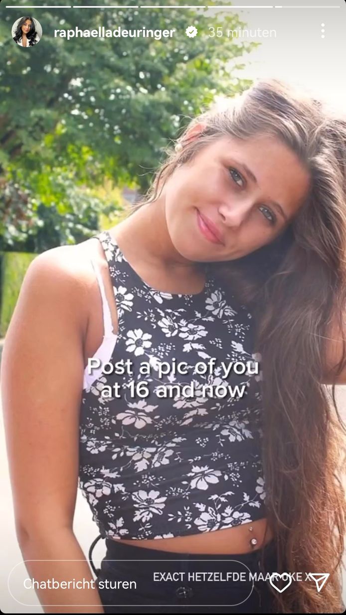 Raphaëlla Deuringer toen ze zestien jaar oud was.