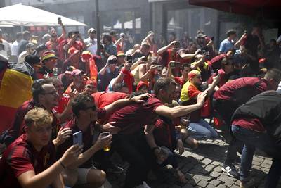 LIVE BELGIQUE - ROUMANIE: les fans des Diables mettent l'ambiance à Cologne