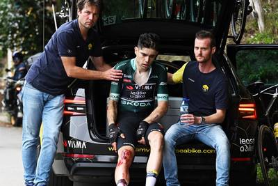 Back home with his family: Wout van Aert has left hospital after abandoning the Vuelta and can now focus on recovery