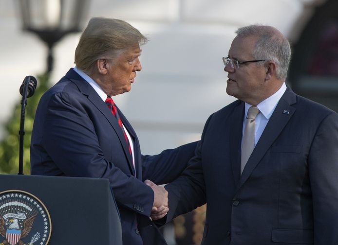 Amerikaans president Donald Trump met zijn Australische ambtsgenoot Scott Morrison.