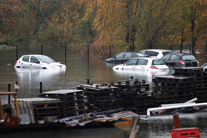 Overstromingen in Longfosse, Pas-de-Calais.