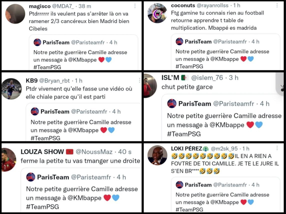 Quelques tweets haineux à l’encontre de la petite Camille.