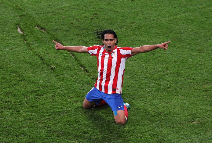 Radamel Falcao in 2012 als spits van Atlético Madrid.