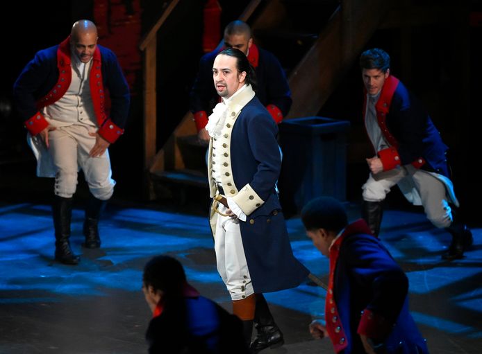 Lin-Manuel Miranda als Alexander Hamilton in de gelijknamige musical