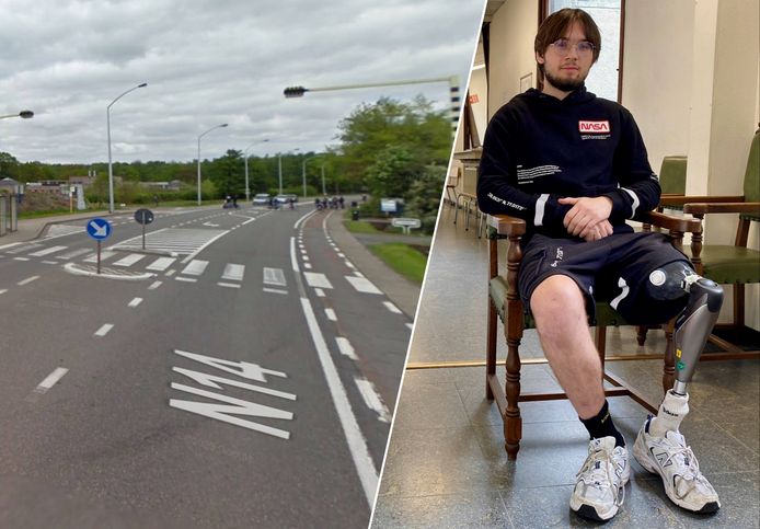 Yanni (19) reed op het fietspad rechts van de rijbaan op de Mechelbaan in Duffel toen hij werd aangereden door een jonge bestuurder in een Audi.
