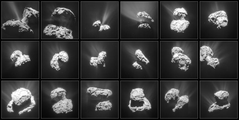 De komeet 67P/Churyumov-Gerasimenko gefotografeerd in augustus 2014 door Rosetta, het moederschip van Philae. Beeld epa