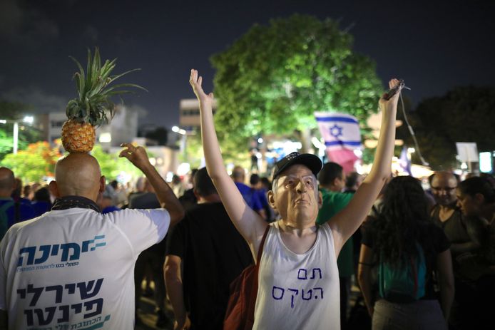 Demonstranten in Tel Aviv, Israël.