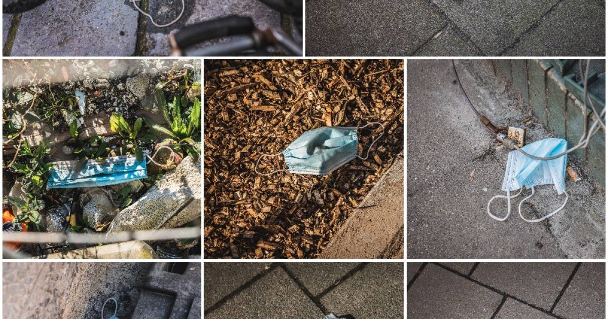 Rondslingerende mondmaskers doorheen de stad: onze fotograaf brengt het nieuwe zwerfvuil in ...