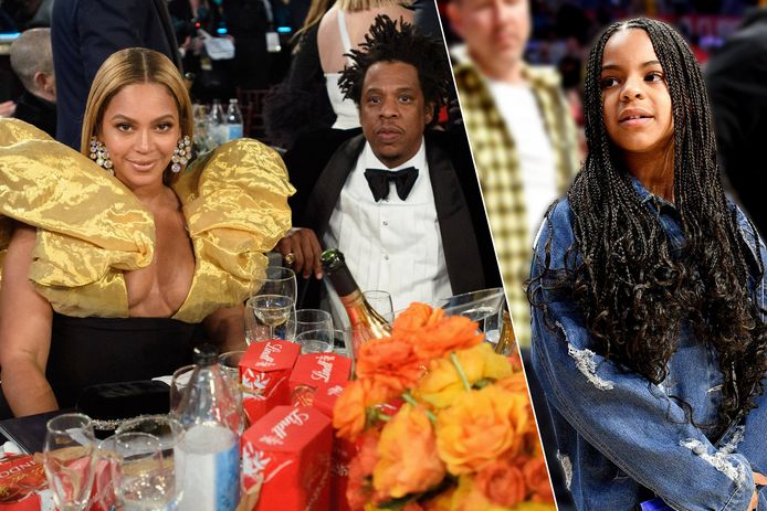 Beyoncé en Jay-Z (links) en Blue Ivy (rechts).