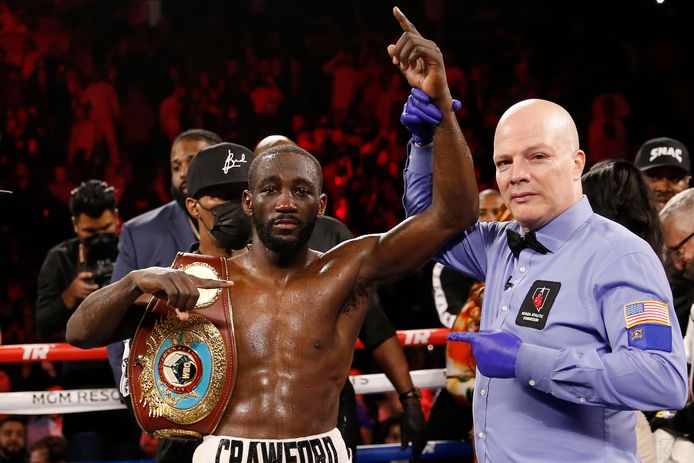 Terence Crawford vorig jaar na zijn laatste wereldtitelgevecht in de klasse weltergewicht. Hij klopte toen Shawn Porter in Las Vegas.