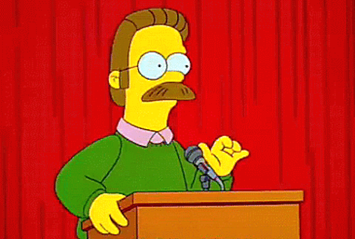 Ned Flanders, een trotse lefty.