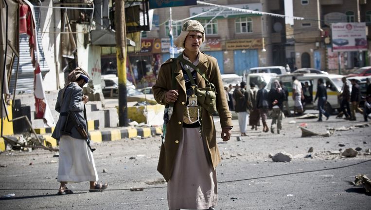 Jemenitische Houthi-rebellen in de hoofdstad Sanaa. Beeld ap