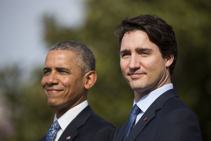 Archiefbeeld, Barack Obama en de Canadese premier Justin Trudeau.