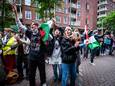 Pro-Palestijnse betogers tijdens een bezetting van een gebouw van de Universiteit Leiden.
