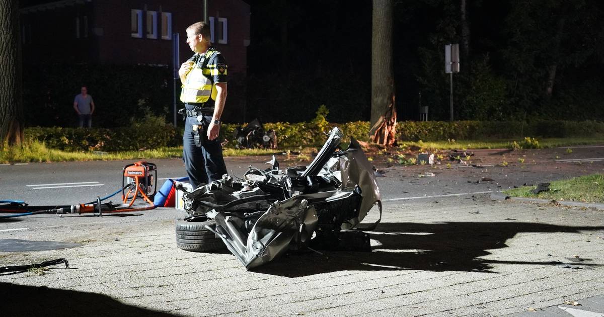 Motorblok vliegt uit auto bij ernstig ongeluk in Goirle, bijrijder zwaargewond.